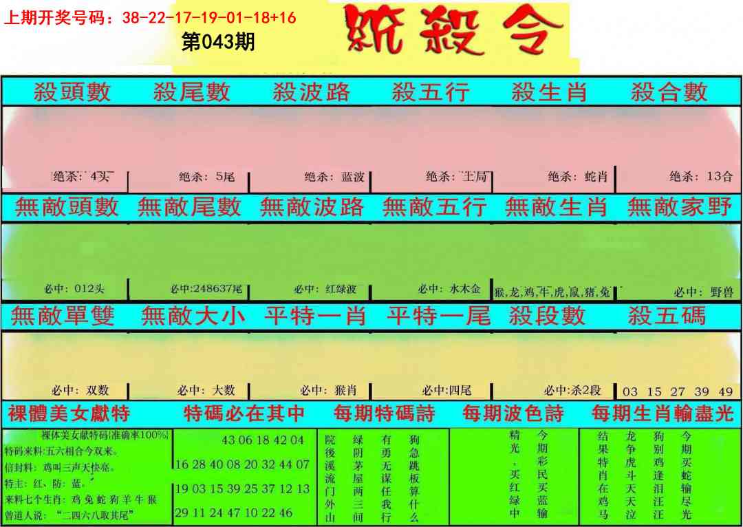 043期统杀令[图]