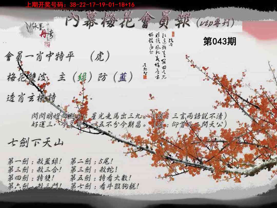 043期内幕梅花会员报[图]