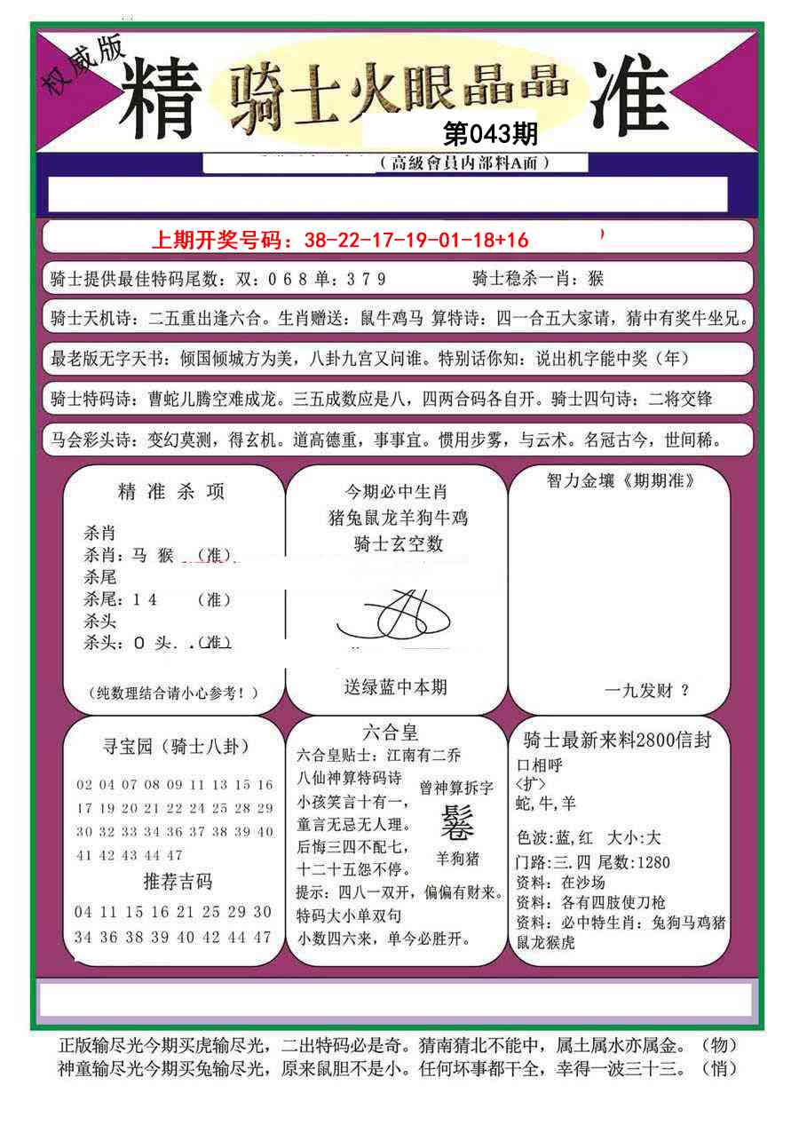 043期骑士火眼晶晶（正）[图]