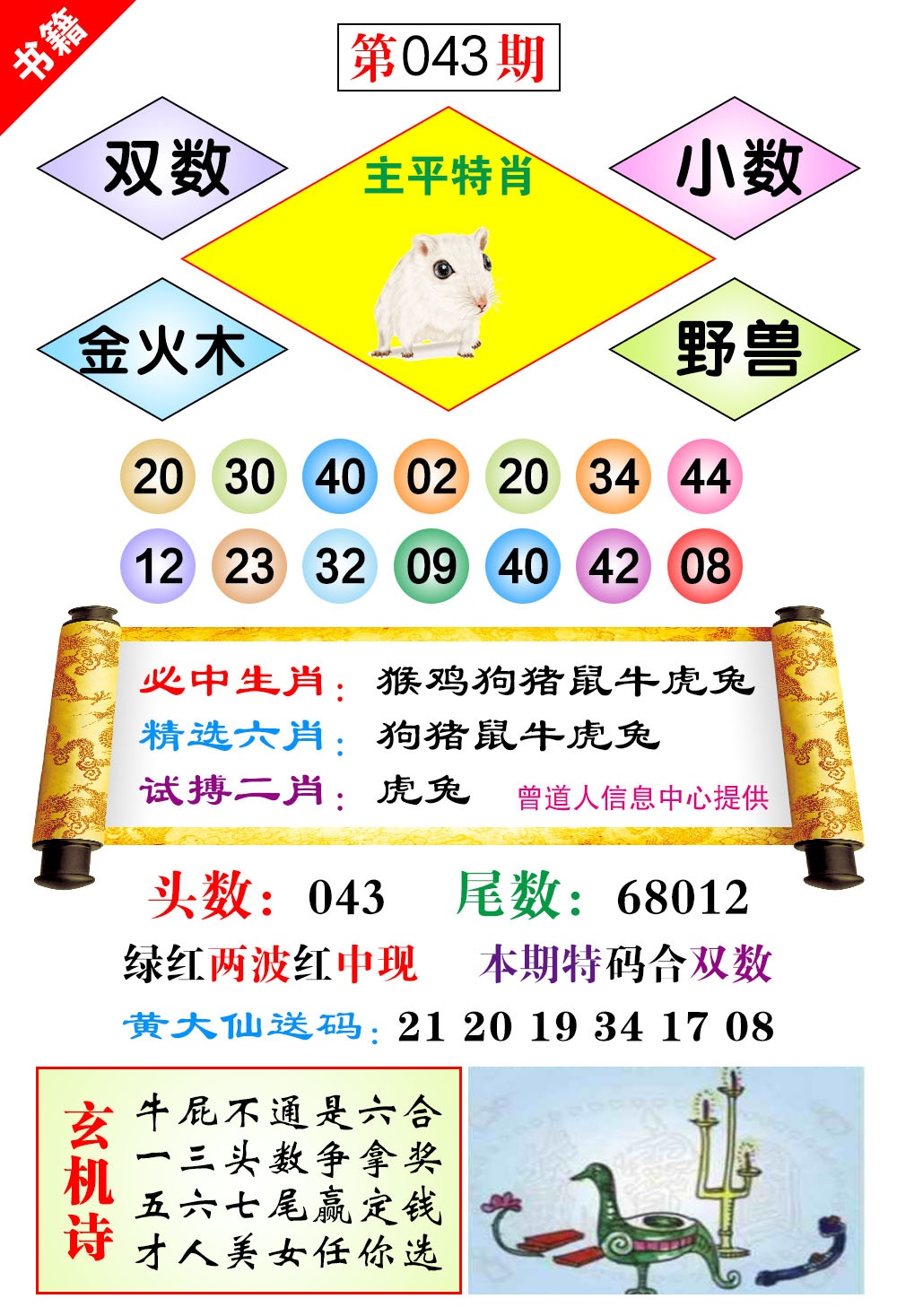 043期澳门济公十八码[图]