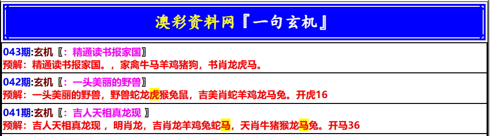 043期澳门一句玄机[图]
