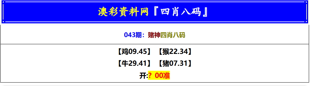 043期赌神四肖八码[图]