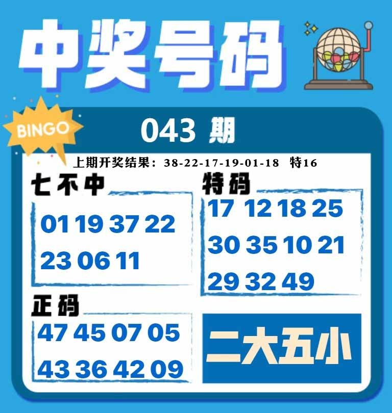 043期中奖号码[图]