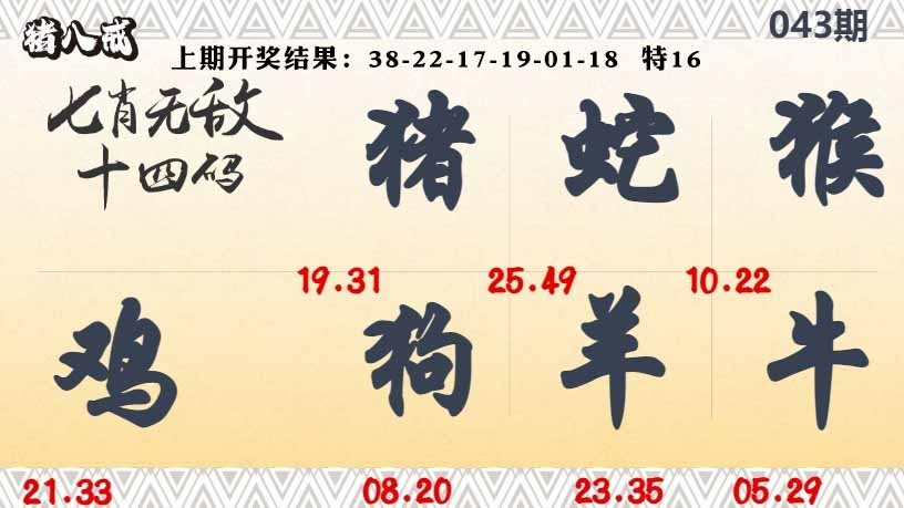 043期七肖无敌14码[图]